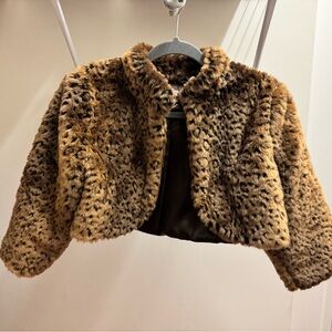 Y2K Forever Faux Fur Cropped Jacket Animal Print
